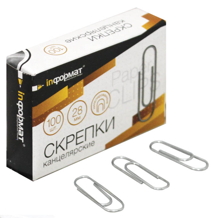 скрепки 28мм ник.100 шт. Скрепки 28мм ник.100 шт.