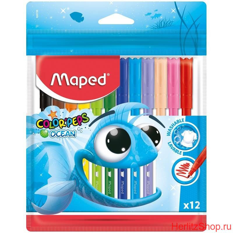 фломастеры "maped "color peps ocean" 12 цв. смываемые Фломастеры "maped "color peps ocean" 12 цв. смываемые