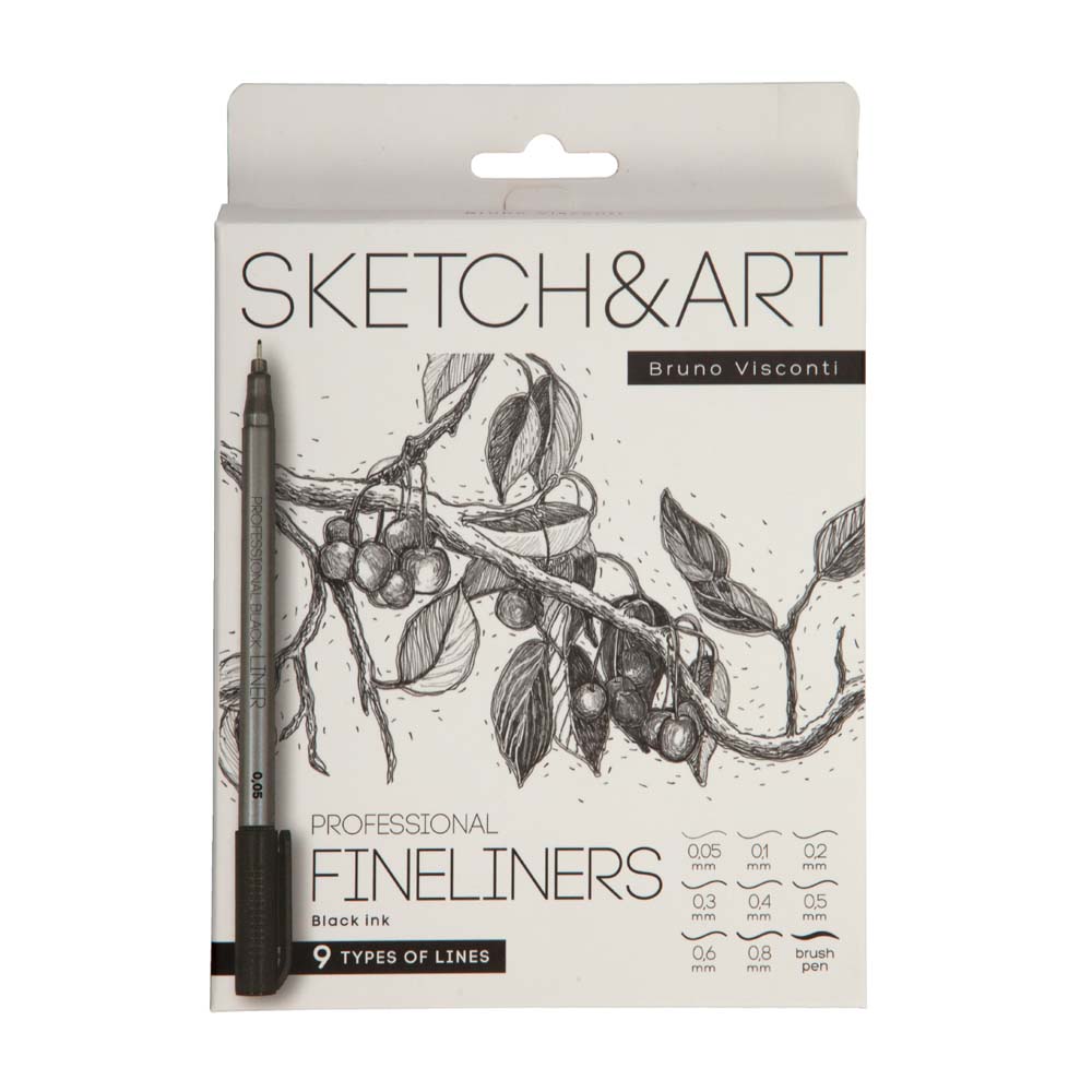 набор линеров bruno visconti "sketch&art" 9шт. чёрные разовые Набор линеров bruno visconti "sketch&art" 9шт. чёрные разовые