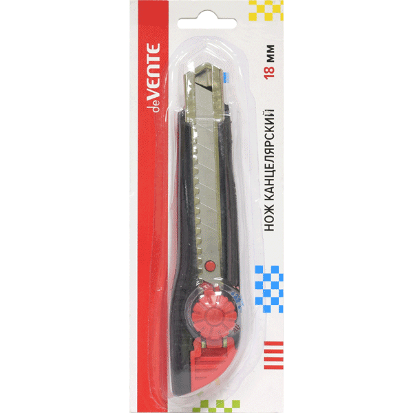 нож канцелярский с лезвием 18мм, мет.вставка "devente" Нож канцелярский с лезвием 18мм, мет.вставка "devente"