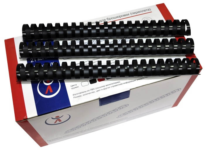 пружина пластик. 28 мм (241-270л.) черная (50 шт.) Пружина пластик. 28 мм (241-270л.) черная (50 шт.)