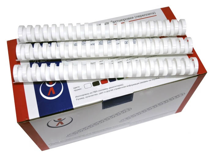 пружина пластик. 28 мм (241-270л.) белая (50 шт.) Пружина пластик. 28 мм (241-270л.) белая (50 шт.)