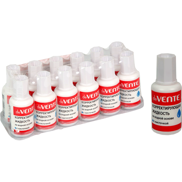 корректирующая жидк. "devente" с кисточкой на водн.основе 20мл. Корректирующая жидк. "devente" с кисточкой на водн.основе 20мл.