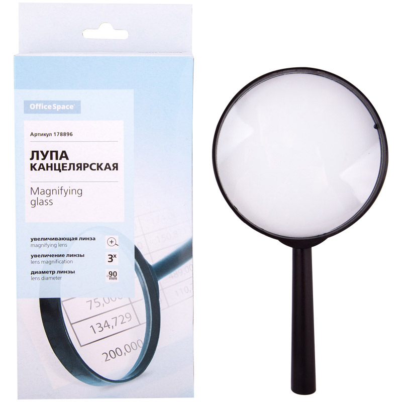 лупа d-90 мм 3-кратное увелич. "office space" Лупа d-90 мм 3-кратное увелич. "office space"