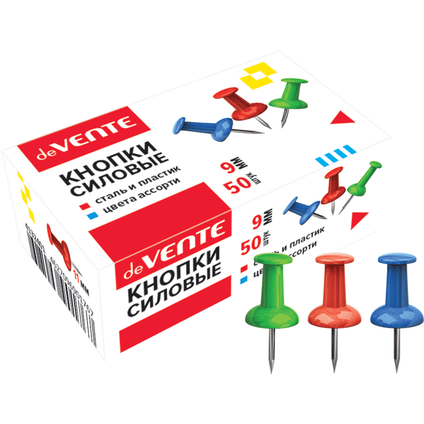 кнопка-гвоздик силовая "devente" 50шт.цв. карт.уп. цветные Кнопка-гвоздик силовая "devente" 50шт.цв. карт.уп. цветные