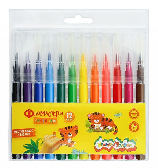 фломастеры "каляка-маляка" 12 цв. наконеч.кисть Фломастеры "каляка-маляка" 12 цв. наконеч.кисть