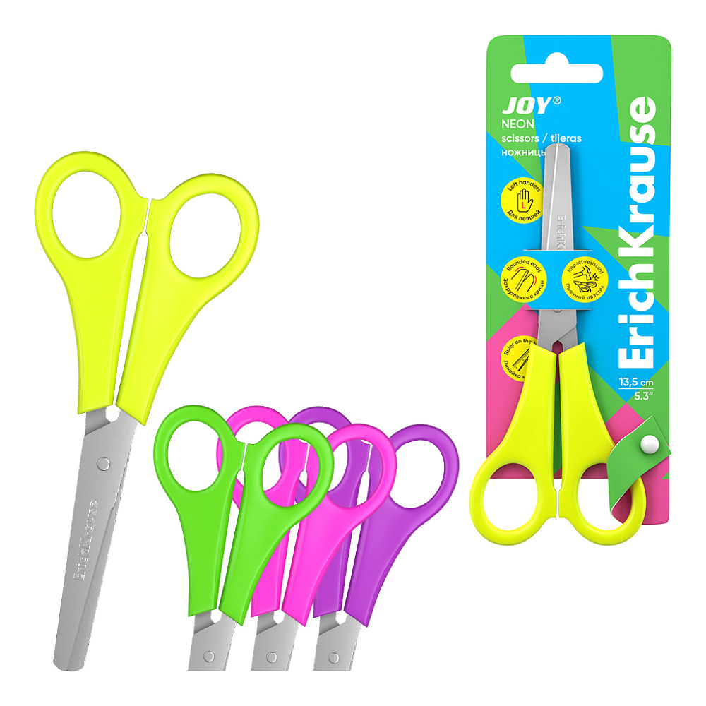 ножницы детские для левшей "joy" 135мм с линейкой Ножницы детские для левшей "joy" 135мм с линейкой