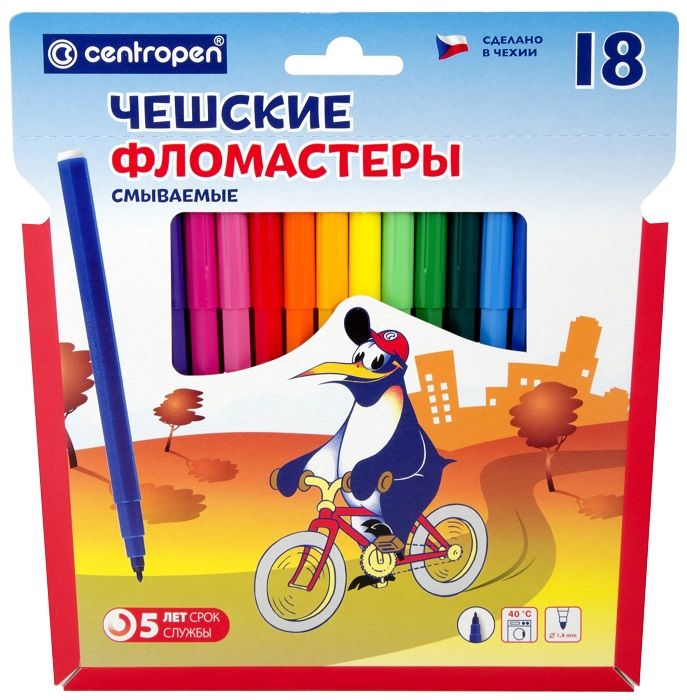 фломастеры centropen "пингвины" 18 цв. (чехия) картон/уп Фломастеры centropen "пингвины" 18 цв. (чехия) картон/уп