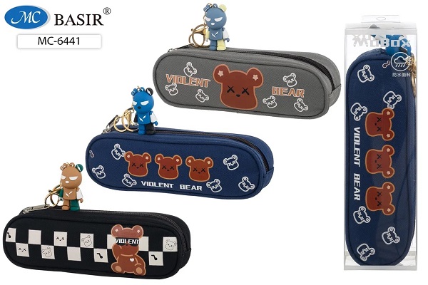 пенал-косметичка на молнии "violent bear" 225х75х60мм ткань + брелок асс-т Пенал-косметичка на молнии "violent bear" 225х75х60мм ткань + брелок асс-т