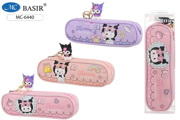 пенал-косметичка на молнии "kumimi" 225х75х60мм ткань + брелок асс-т Пенал-косметичка на молнии "kumimi" 225х75х60мм ткань + брелок асс-т