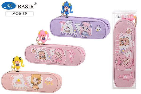 пенал-косметичка на молнии "beauty" 225х75х60мм ткань + брелок асс-т Пенал-косметичка на молнии "beauty" 225х75х60мм ткань + брелок асс-т