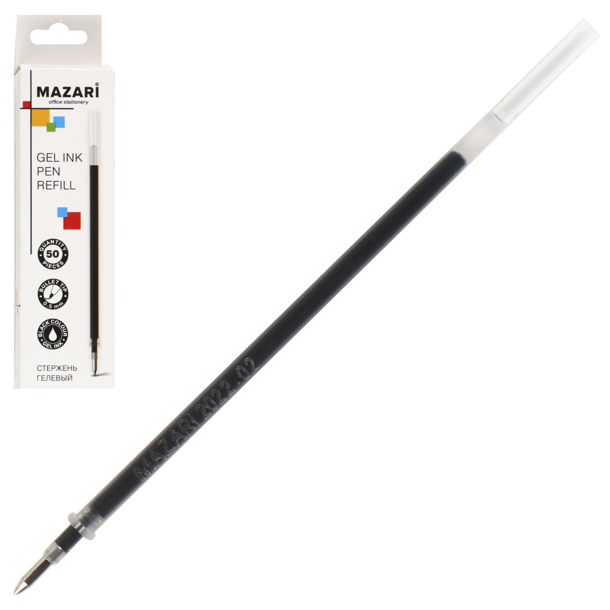 стержень гелевый "mazari" чёрный 0,5мм 129мм Стержень гелевый "mazari" чёрный 0,5мм 129мм