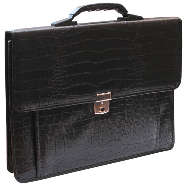 портфель кож.зам. "рощино" крокодил черн. 29х38см Портфель кож.зам. "рощино" крокодил черн. 29х38см