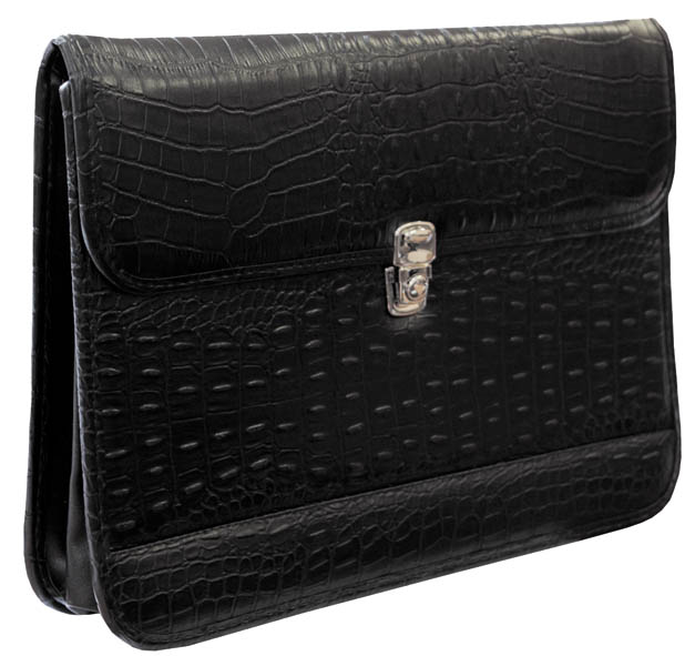 папка кож.зам. крокодил чёрная с замком Папка кож.зам. крокодил чёрная с замком