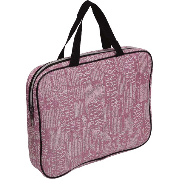 папка текстиль с ручками а4 devente "text" розовая на молнии Папка текстиль с ручками а4 devente "text" розовая на молнии