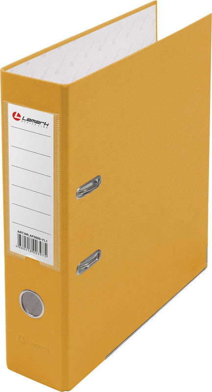 папка-регистратор 7,5см пвх lamark жёлтая,металл.уголок,карман Папка-регистратор 7,5см пвх lamark жёлтая,металл.уголок,карман