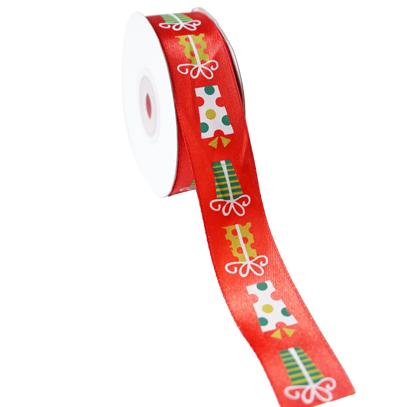 лента атласная 25ммх22,85м с подарками Лента атласная 25ммх22,85м с подарками