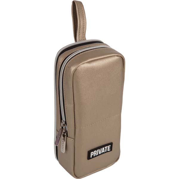 пенал-косметичка на молнии devente "private" 210х90х80мм золотистый 2 отдел.,магнит,кож.зам. Пенал-косметичка на молнии devente "private" 210х90х80мм золотистый 2 отдел.,магнит,кож.зам.