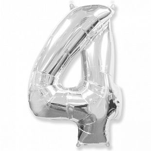 шар возд. 40'' фольгир. "цифра 4" серебро Шар возд. 40'' фольгир. "цифра 4" серебро