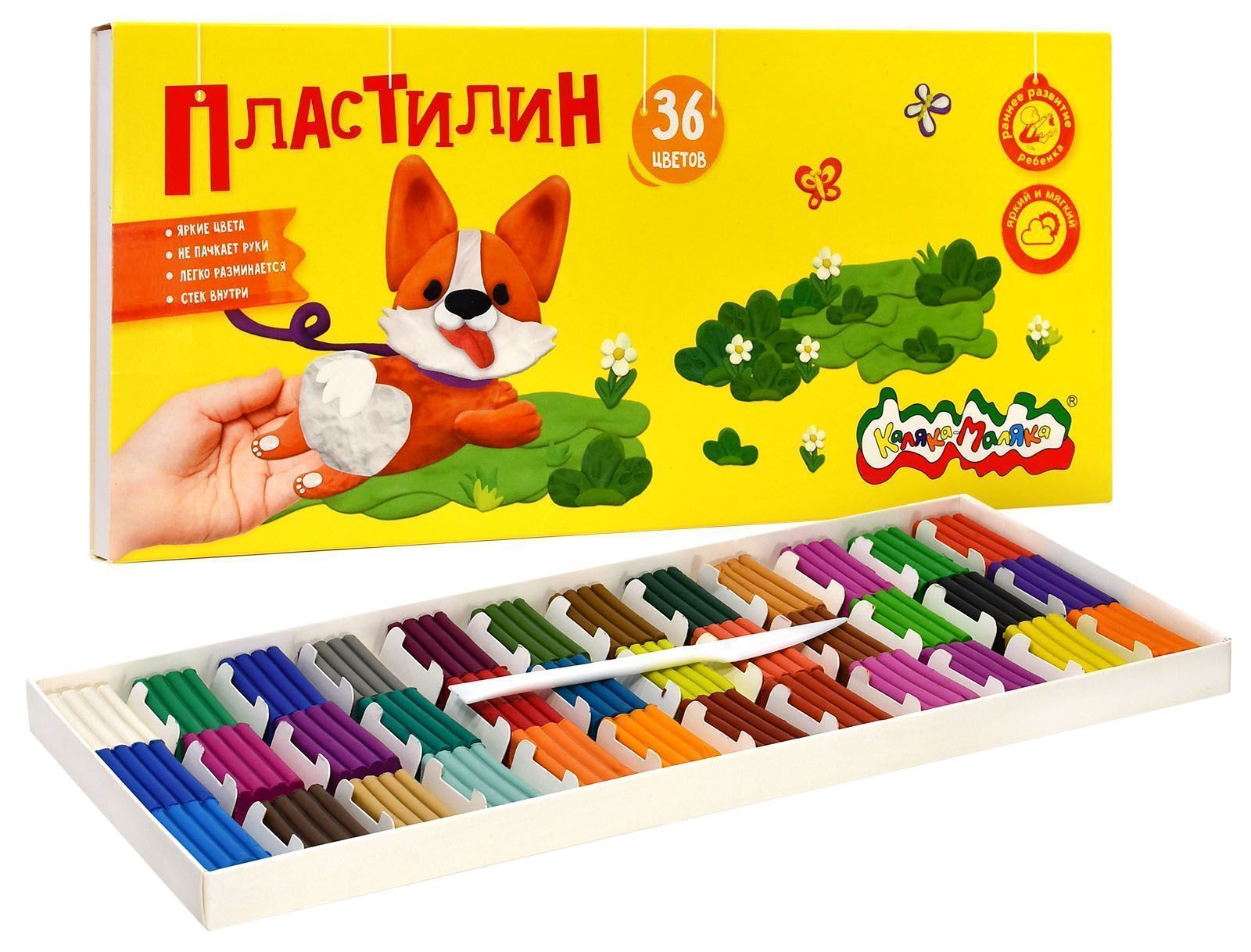 пластилин каляка-маляка (фарм) 36цв. 540г стек Пластилин каляка-маляка (фарм) 36цв. 540г стек