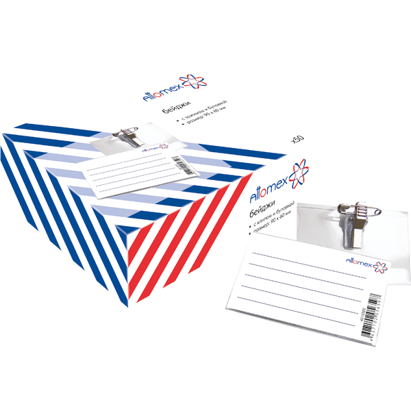 бейдж горизонтальный 56х90мм с клипом+булавка 200мкм attomex Бейдж горизонтальный 56х90мм с клипом+булавка 200мкм attomex