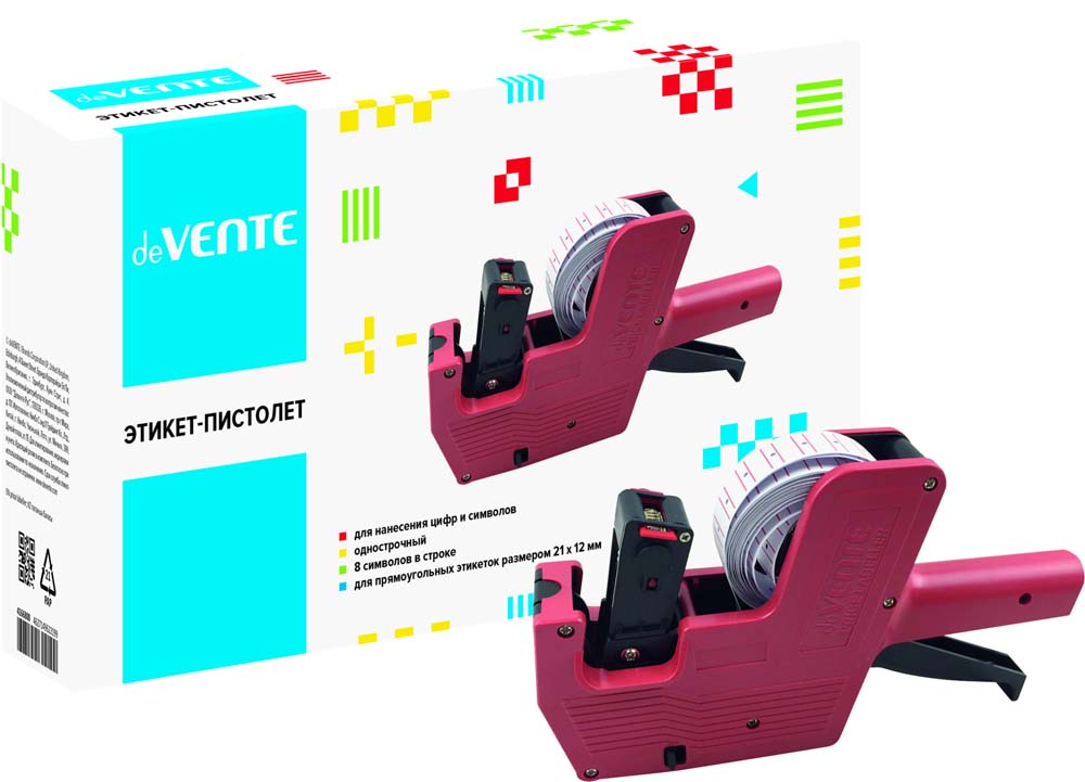 этикет-пистолет 1стр. прямоугольная лента 21х12мм 8 симв. devente Этикет-пистолет 1стр. прямоугольная лента 21х12мм 8 симв. devente