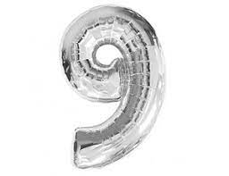 шар возд. 40'' фольгир. "цифра 9" серебро Шар возд. 40'' фольгир. "цифра 9" серебро