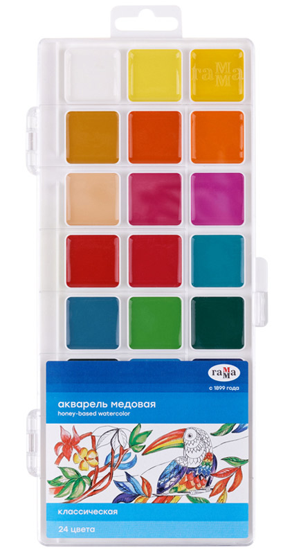 краски акварельные "классическая" ("гамма") 24 цв. медовые Краски акварельные "классическая" ("гамма") 24 цв. медовые