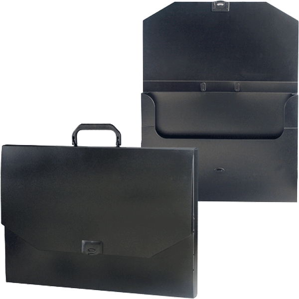 папка-портфель пласт. а3 черная карман под визитку Папка-портфель пласт. а3 черная карман под визитку