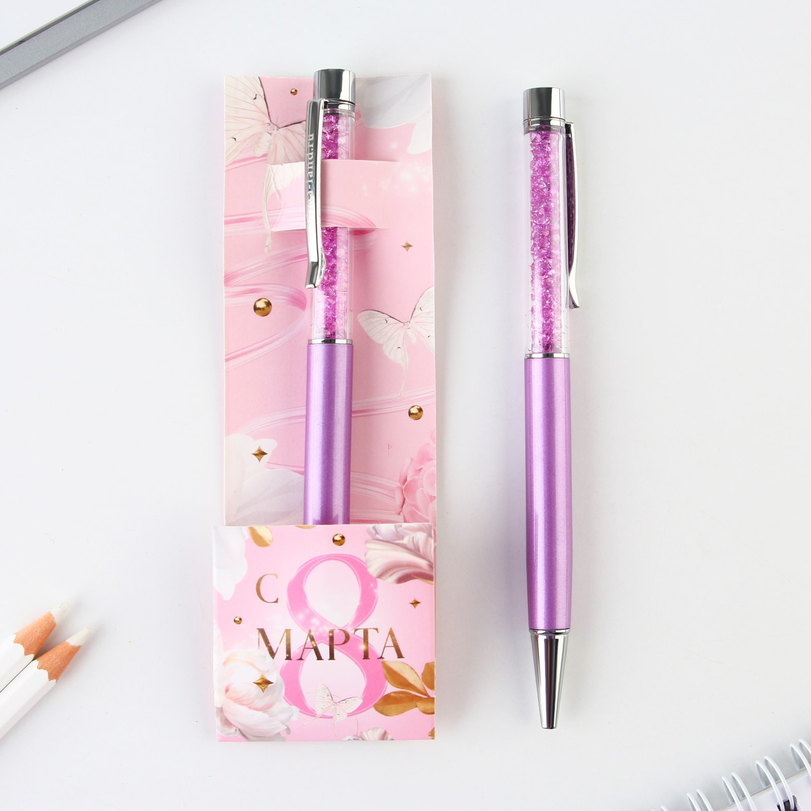 ручка шар.подар. "с 8 марта" синяя 1,0мм поворот.механизм,металл.,с шейкером Ручка шар.подар. "с 8 марта" синяя 1,0мм поворот.механизм,металл.,с шейкером