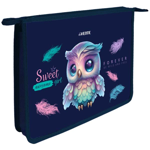 папка для тетрадей а4 на молнии devente "happy owl" фольга,конгрев Папка для тетрадей а4 на молнии devente "happy owl" фольга,конгрев