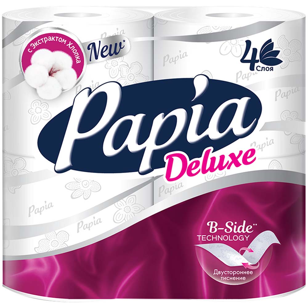 бумага туалетная papia "deluxe" 4 сл., 4 рул., 17,5м Бумага туалетная papia "deluxe" 4 сл., 4 рул., 17,5м