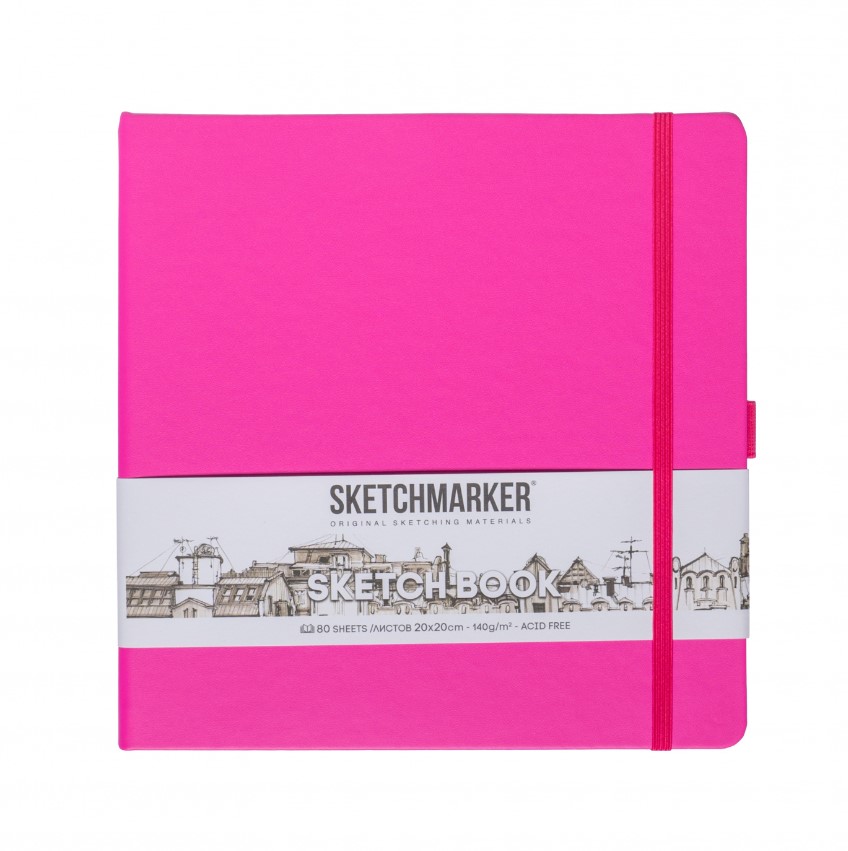 скетчбук 20х20см 80л 140гр "sketchmarker" неоновая фуксия тв.обл. Скетчбук 20х20см 80л 140гр "sketchmarker" неоновая фуксия тв.обл.