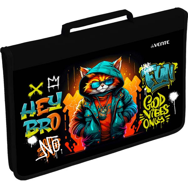 папка для труда а4 devente "hey bro" молния вокруг с ручкой,фольга,конгрев Папка для труда а4 devente "hey bro" молния вокруг с ручкой,фольга,конгрев