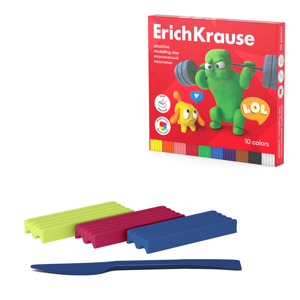 пластилин "jolly friends" (erich krause) 10цв. 180г, стек Пластилин "jolly friends" (erich krause) 10цв. 180г, стек