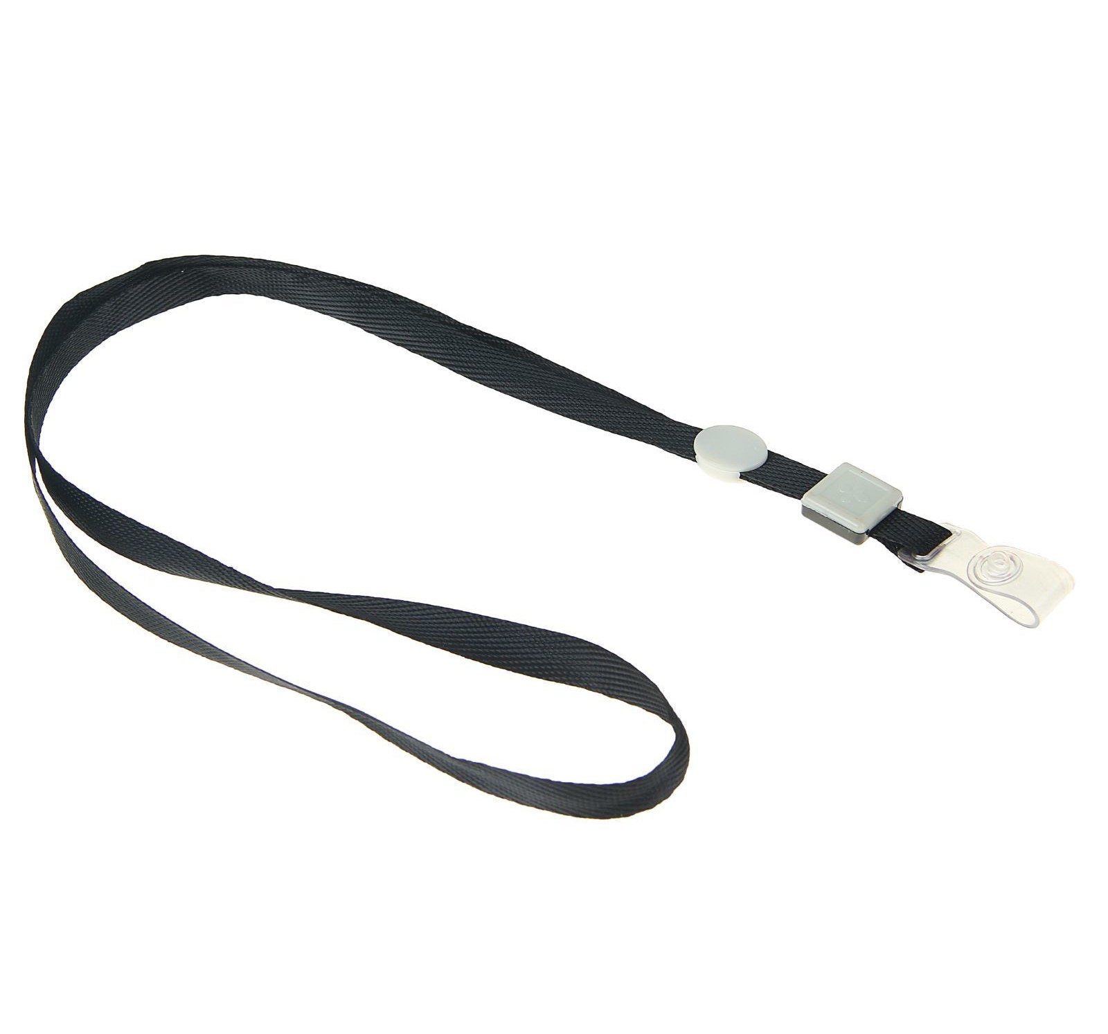 лента для бейджа 40см клип силик.+бегунок чёрная Лента для бейджа 40см клип силик.+бегунок чёрная