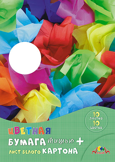 бумага цветная а4 10л. 10цв. тишью "цветное ассорти" (апплика) папка Бумага цветная а4 10л. 10цв. тишью "цветное ассорти" (апплика) папка