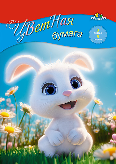 бумага цветная а4 8л. 8цв. немелов. "милашки" (апплика) скоба Бумага цветная а4 8л. 8цв. немелов. "милашки" (апплика) скоба