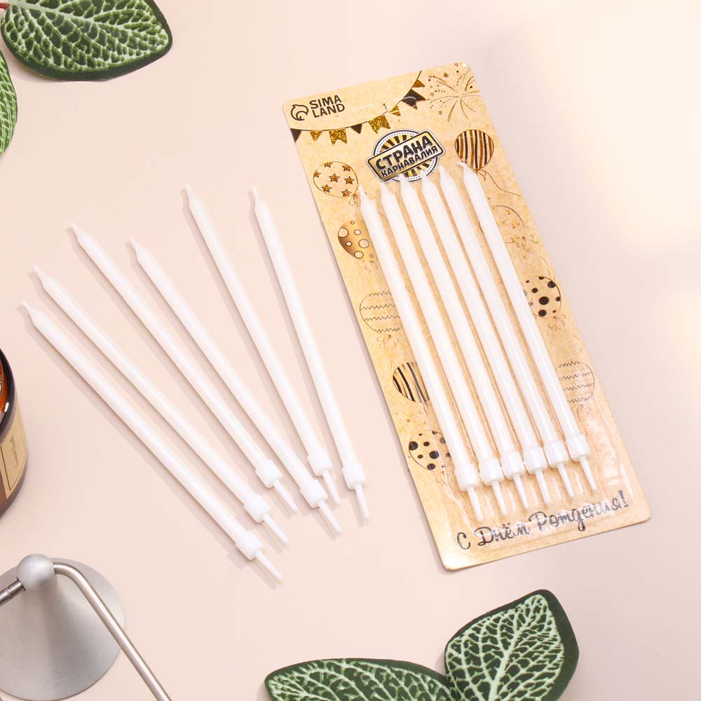 набор свечей для торта 06шт "ройс" жемчужный металлик 13см Набор свечей для торта 06шт "ройс" жемчужный металлик 13см