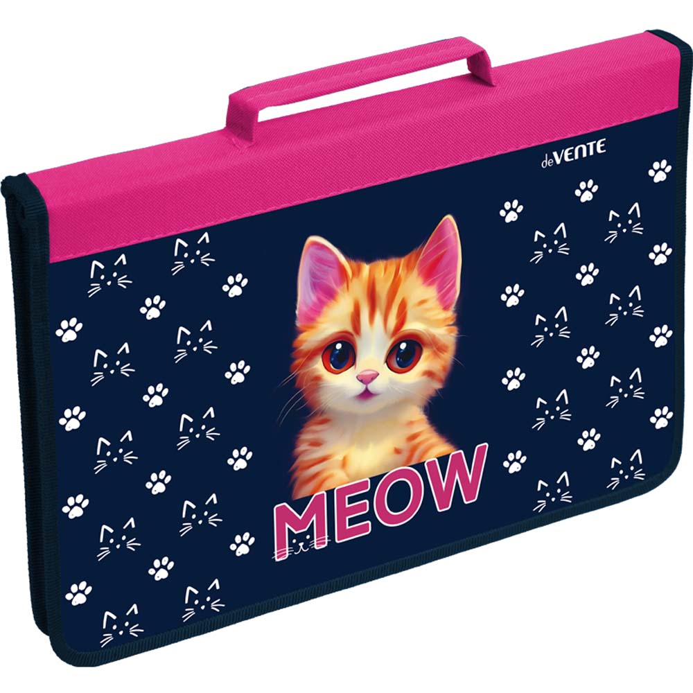 папка для труда а4 devente "meow" на молн. вокруг с ручкой,конгрев Папка для труда а4 devente "meow" на молн. вокруг с ручкой,конгрев