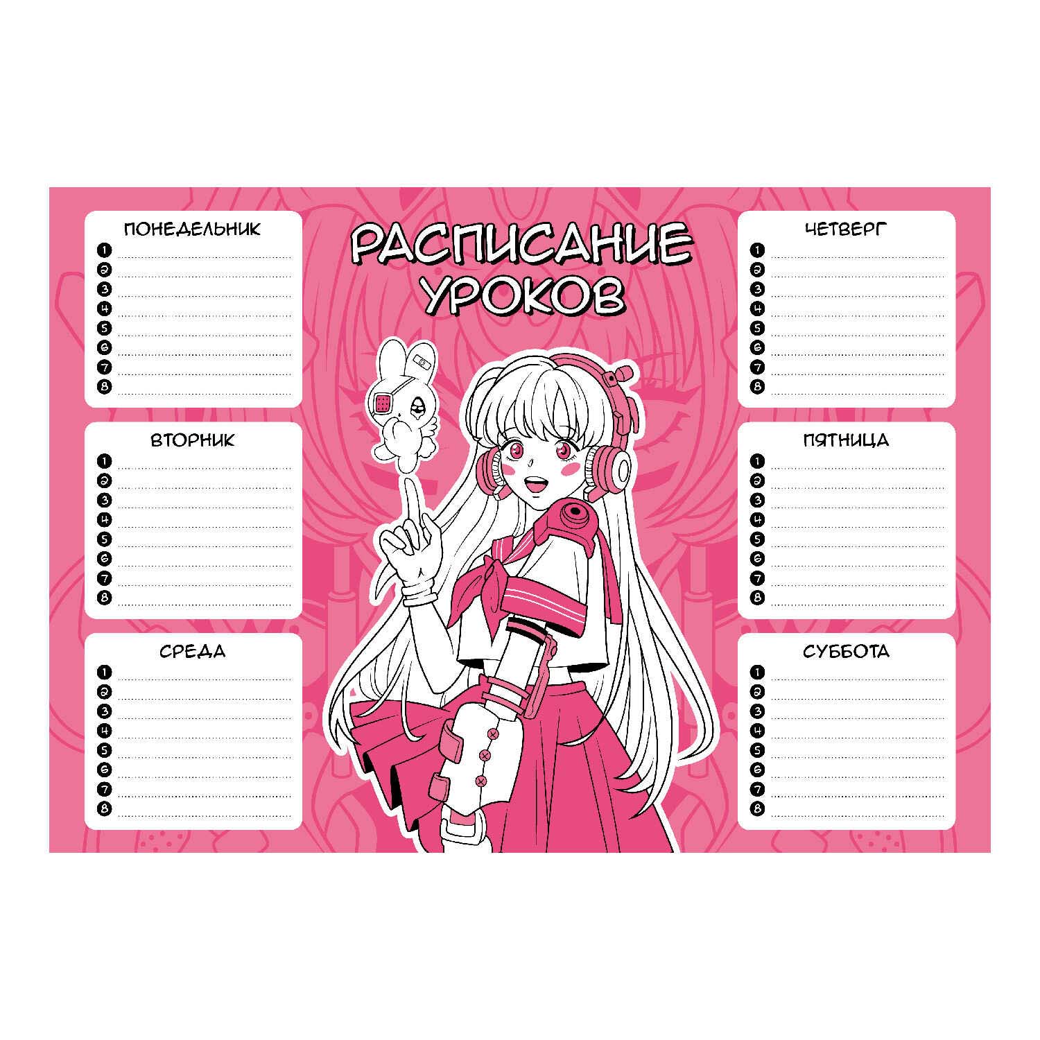 расписание уроков а4 "розовая девушка" (феникс+) выб.лак Расписание уроков а4 "розовая девушка" (феникс+) выб.лак