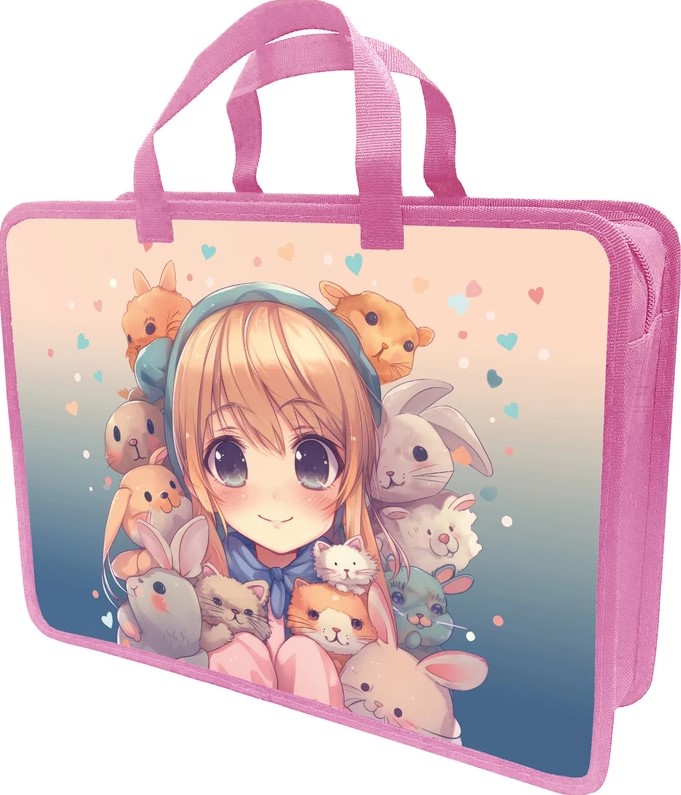 папка-портфель пласт. а4+ lamark "ушки" 34х24,5х7см на молнии с ручками Папка-портфель пласт. а4+ lamark "ушки" 34х24,5х7см на молнии с ручками