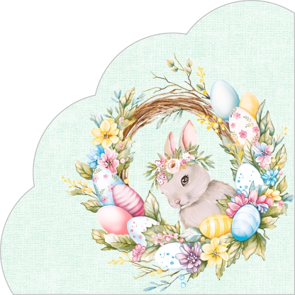 салфетки бум. d=320мм 12 шт. 3-сл. "пасхальный венок с кроликом " Салфетки бум. d=320мм 12 шт. 3-сл. "пасхальный венок с кроликом "
