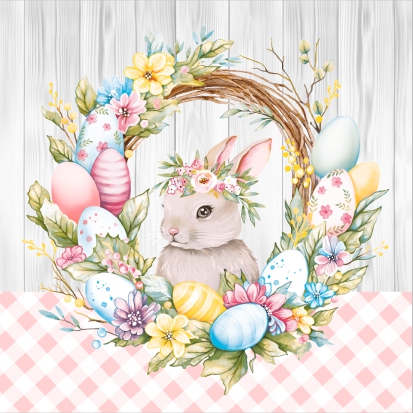 салфетки бум. 330х330мм 20 шт. 3-сл. "пасхальный венок с кроликом" Салфетки бум. 330х330мм 20 шт. 3-сл. "пасхальный венок с кроликом"