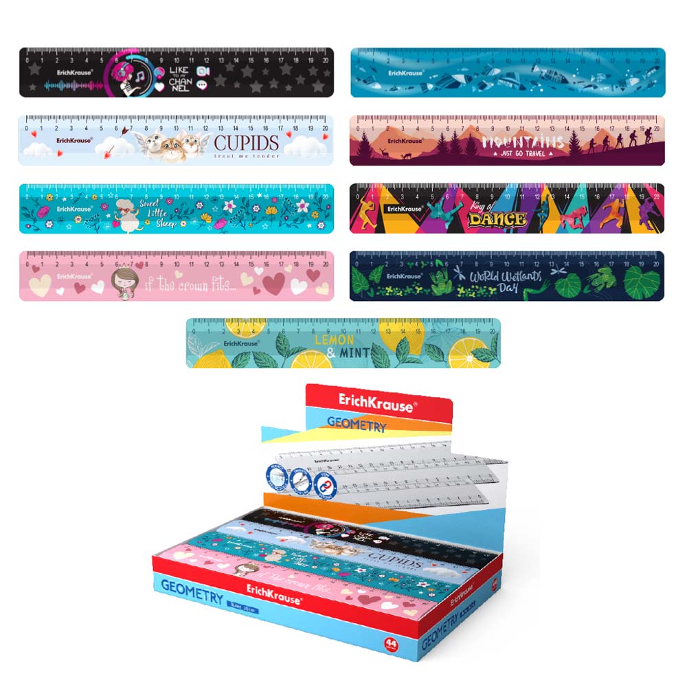 линейка erich krause 20см для девочек асс-т Линейка erich krause 20см для девочек асс-т