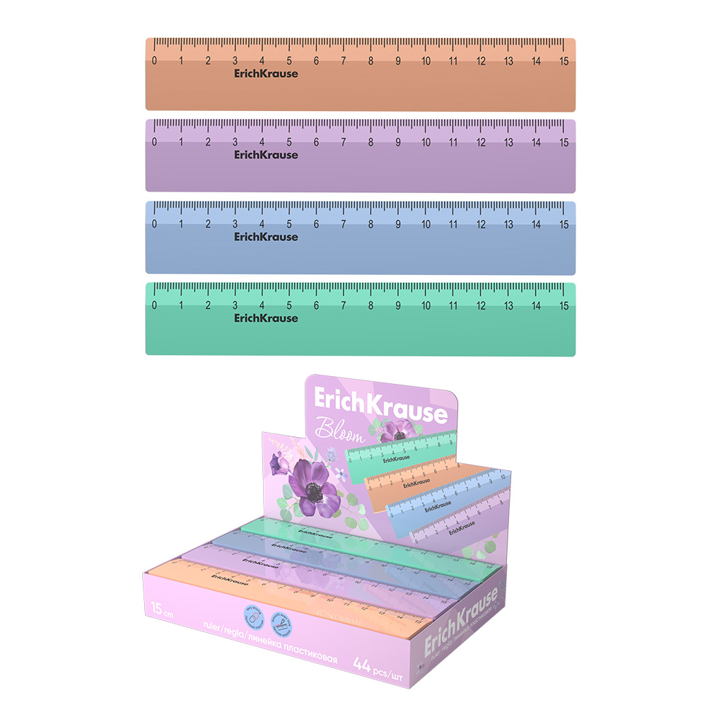 линейка цветная erich krause "pastel bloom" 15см асс-т Линейка цветная erich krause "pastel bloom" 15см асс-т