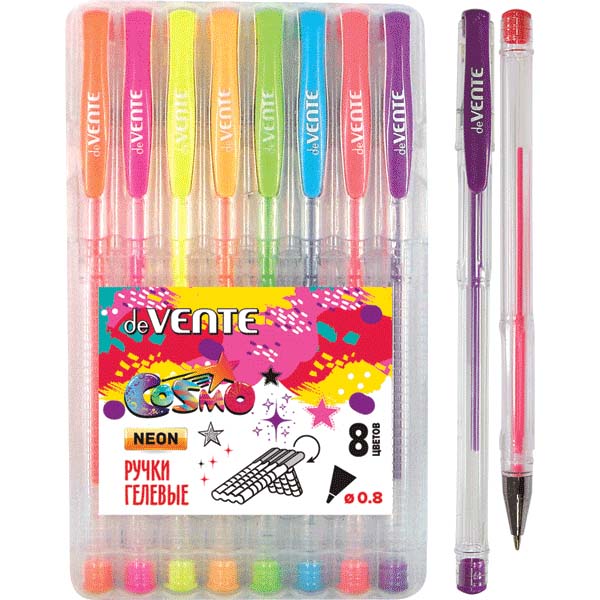 ручка гел. в наборе devente "cosmo fluo" 8 цв.неоновых 0,8мм Ручка гел. в наборе devente "cosmo fluo" 8 цв.неоновых 0,8мм