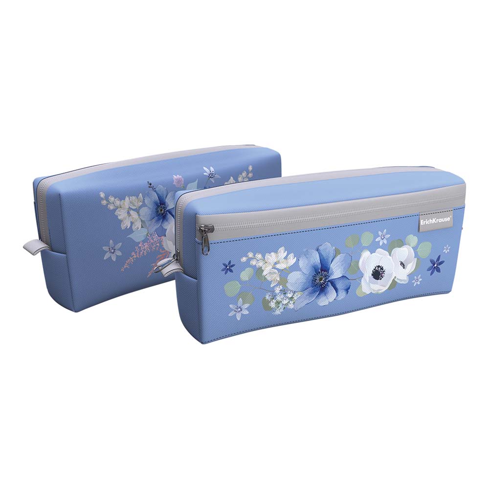 пенал-квадро на 2-х молниях erich krause "pastel bloom" light blue 210х100х50мм Пенал-квадро на 2-х молниях erich krause "pastel bloom" light blue 210х100х50мм