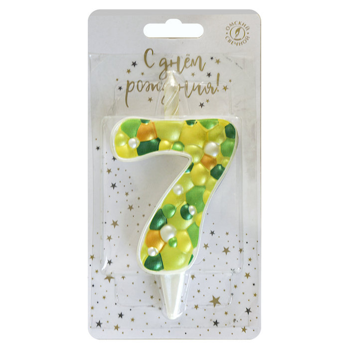 свеча для торта цифра "7" пузырьки" асс-т Свеча для торта цифра "7" пузырьки" асс-т