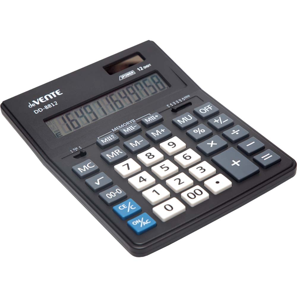 калькулятор настольный 12 разряд. devente dd-8812,155х205мм чёрный Калькулятор настольный 12 разряд. devente dd-8812,155х205мм чёрный